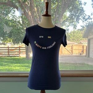 AEROPOSTALE CLASSIC CREW BLUE ITS OK TO HAVE BIG FEELINGS SHORT SLEEVE SHIRT